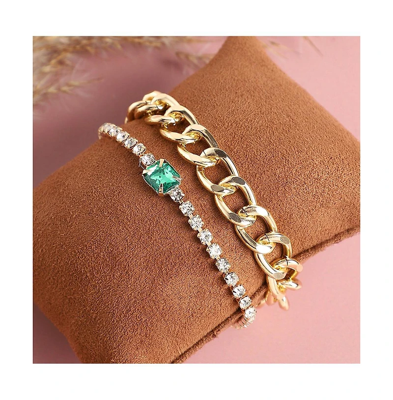 Sohi Women's Beige Bling Chainlink Multi-Layered Bracelet