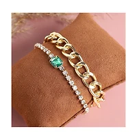 Sohi Women's Beige Bling Chainlink Multi-Layered Bracelet