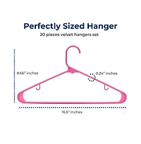 SereneLife 20 Pcs. Plastic Hangers - Non-Slip, Sturdy, and Heavy Duty Coat Set with 360° Swivel Hook for Clothes (Pink