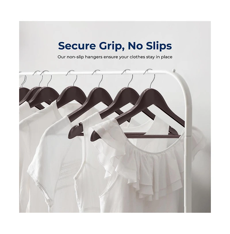 SereneLife 10 Pcs. Wooden Hangers - Non-Slip, Sturdy, and Heavy Duty Suit Hanger Set with Chrome 360° Swivel Hook (Brown)