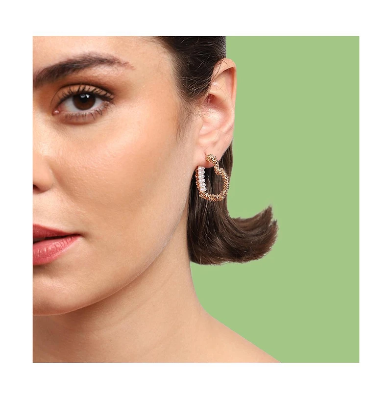 Sohi Women's Green Heart Hoop Earrings