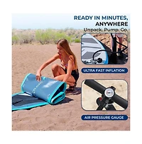 Free-Flow Welded Inflatable Kids Stand-Up Paddle-Board with Single-Action Hand Pump, 3-Shaft Aluminum Paddle (Black)