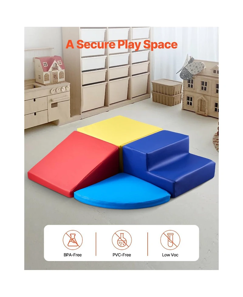 Slickblue Toddler 4 Piece Foam Climbing Blocks Set Preschoolers Indoor Play