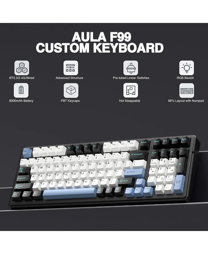 risokeys Wireless Mechanical Keyboard,Tri-Mode BT5.0/2.4GHz/Usb-c Hot Swappable Custom Keyboard,Gasket Structure,Rgb Backlit Gaming Keyboards for Pc/T