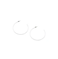 Sohi Women's White Minimal Hoop Earrings