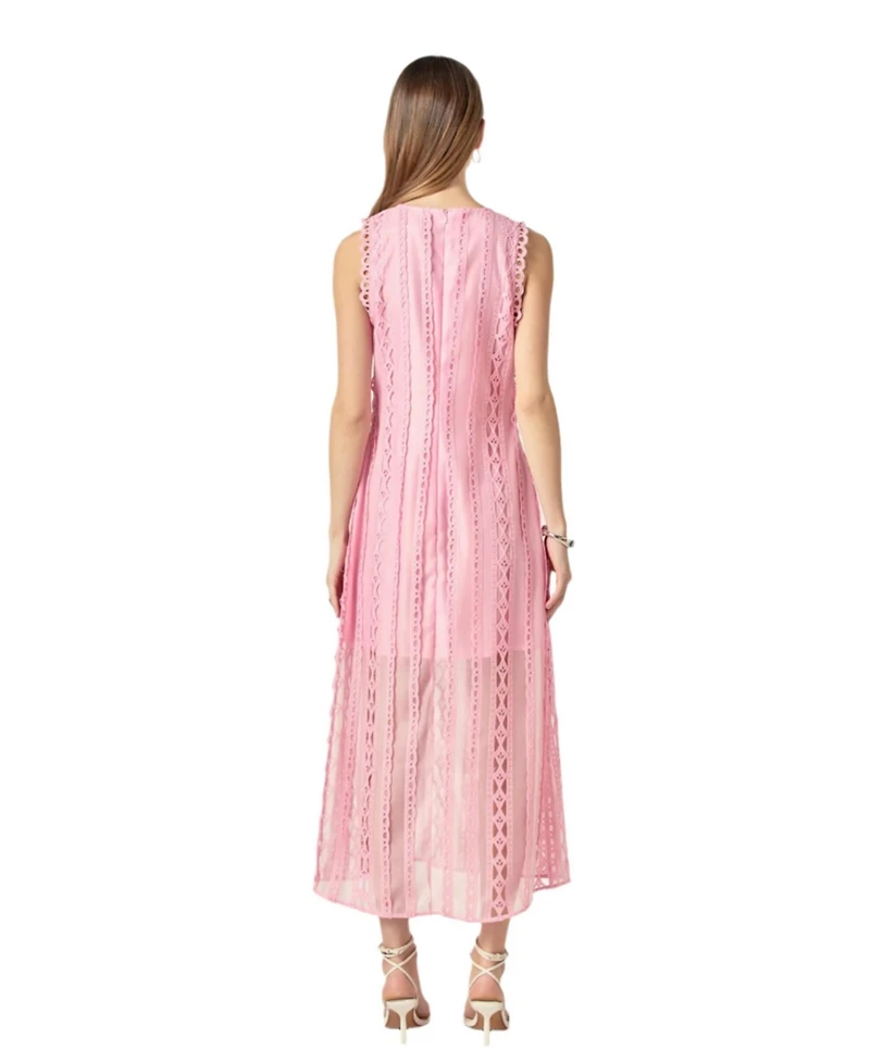 endless rose Women's Lace Tiered Midi Dress