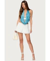 Edikted Women's Seabound Cowl Neck Backless Halter Top