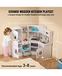 Slickblue Kids Kitchen Playset with 24 Piece Pretend Cooking Accessories for Imaginative Play