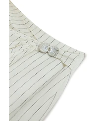 Nocturne Women's Striped Linen Blend Midi Skirt with Metal Accessories