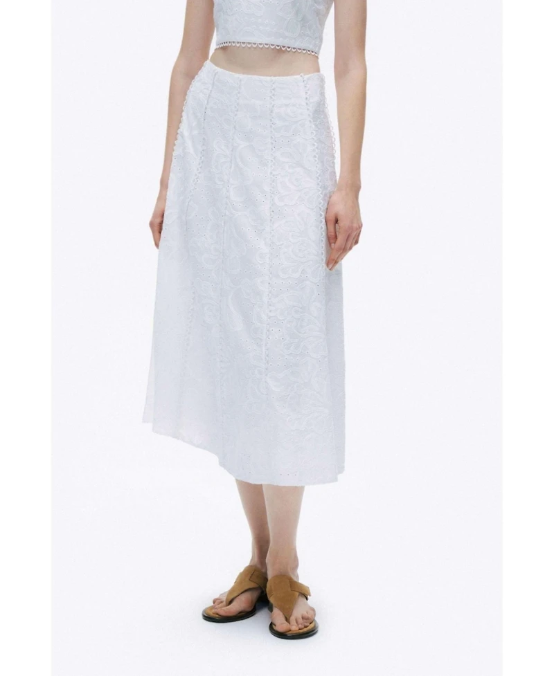 Nocturne Women's Embroidery Detail Midi Skirt