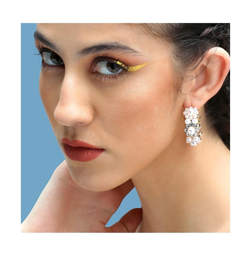 Sohi Women's White Hoop Earrings