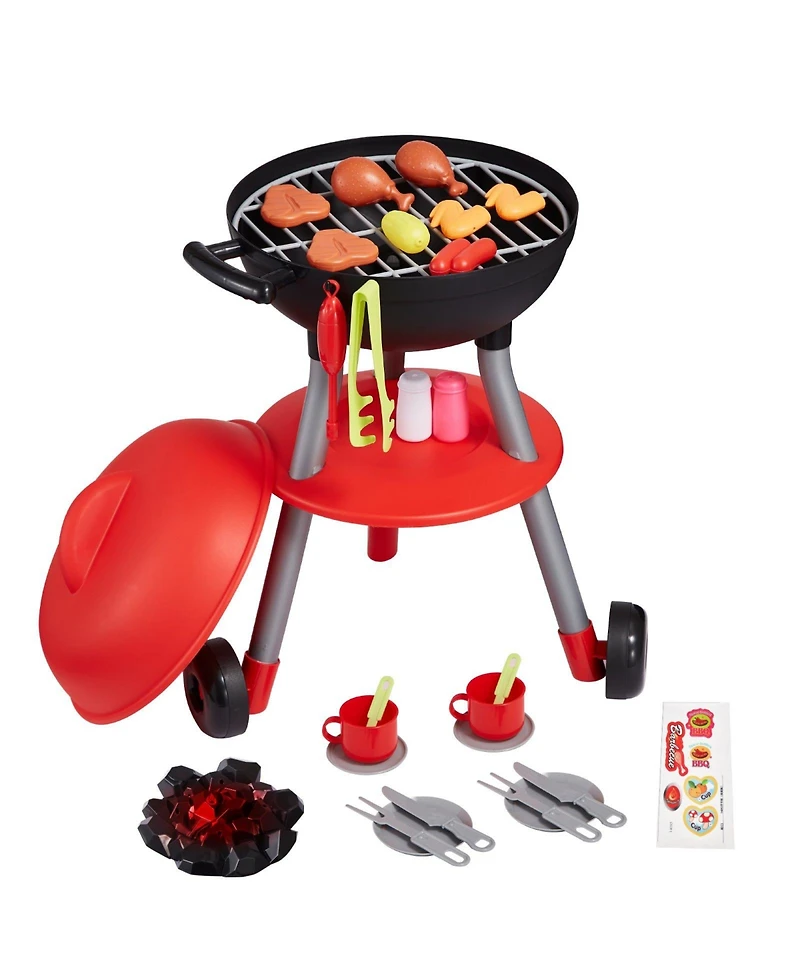 Slickblue 28 Piece Kids Bbq Grill Playset with Pretend Cooking Sound and Light Features