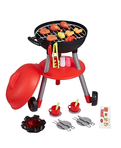 Slickblue 28 Piece Kids Bbq Grill Playset with Pretend Cooking Sound and Light Features