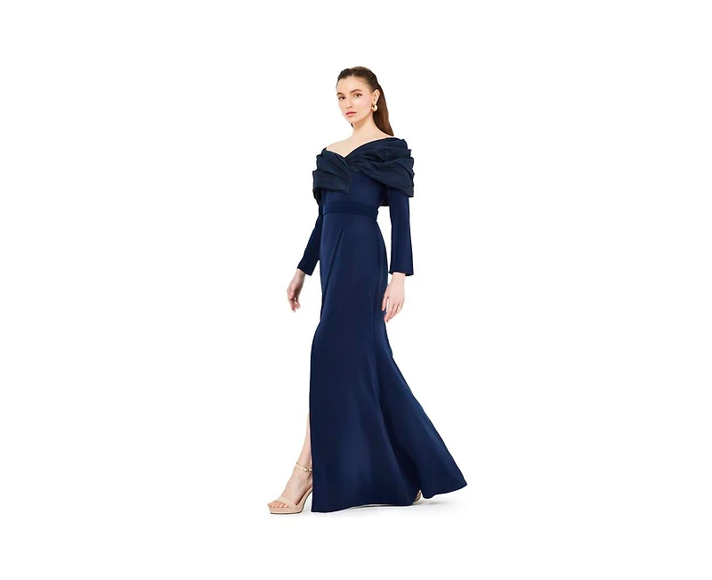 Amri Women's Ruched Drape Off-The-Shoulder Wrap Over Gown