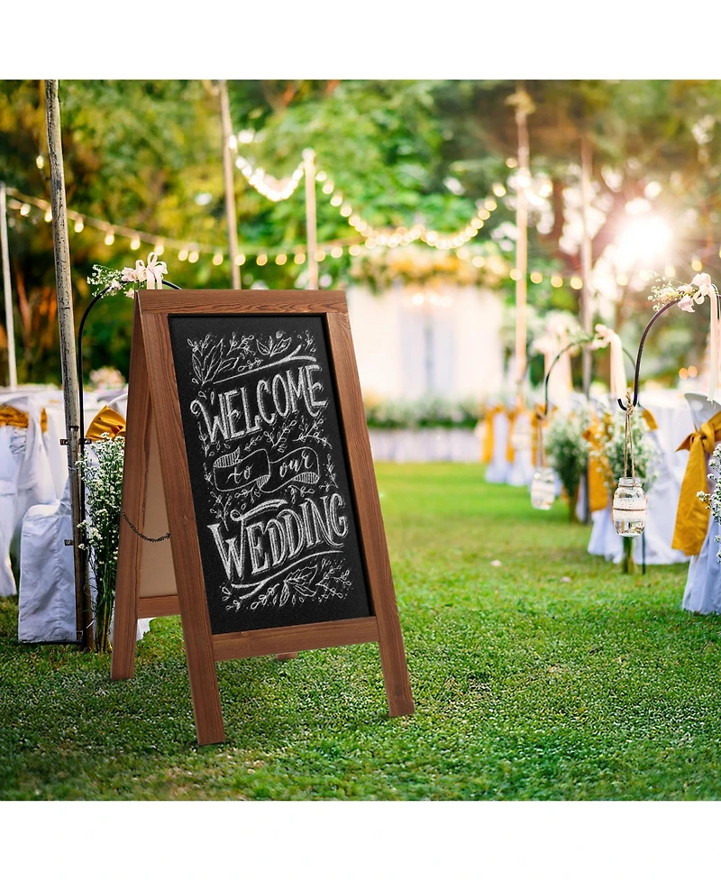 Casafield 40" x 20" A Frame Chalkboard Sign, Rustic Brown Double-Sided Magnetic Wooden Menu Board for Cafes, Sandwich Shops, Sidewalks, and