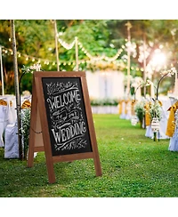 Casafield 40" x 20" A Frame Chalkboard Sign, Rustic Brown Double-Sided Magnetic Wooden Menu Board for Cafes, Sandwich Shops, Sidewalks, and