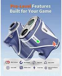 Aofar Gx-10W Golf Rangefinder with Exclusive Auto Red Display Adjustment, Max N52 Magnet for Absorbing Anywhere, Independent Slope Switch Button with