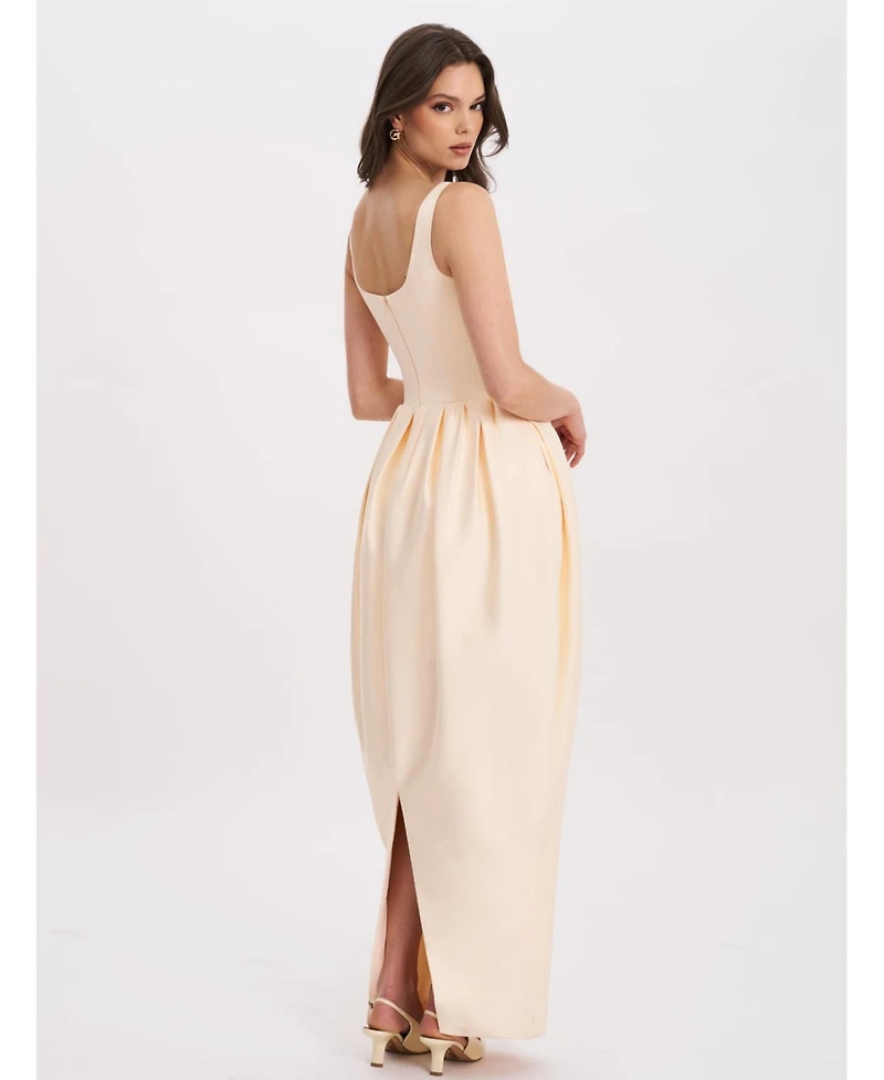 Miss Circle Women's Udana Butter Yellow Drop Waist Tulip Gown
