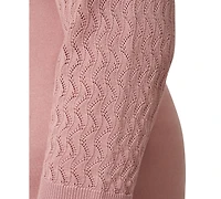 Melissa Paige Plus Pointelle-Yoke 3/4-Sleeve Sweater