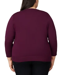Melissa Paige Plus 3/4-Sleeve Cardigan Sweater