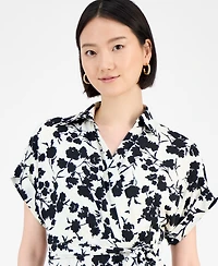 Robbie Bee Women's Printed Faux-Wrap Midi Dress