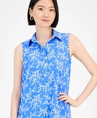 Robbie Bee Women's Spread-Collar A-Line Sleeveless Dress