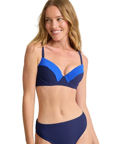 Tommy Bahama Women's Color-Blocked Underwired Sweetheart-Neck Bikini Bra