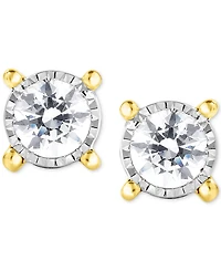 TruMiracle Diamond Solitaire Stud Earrings (1/3 ct. t.w.) in 14k Two Toned Gold