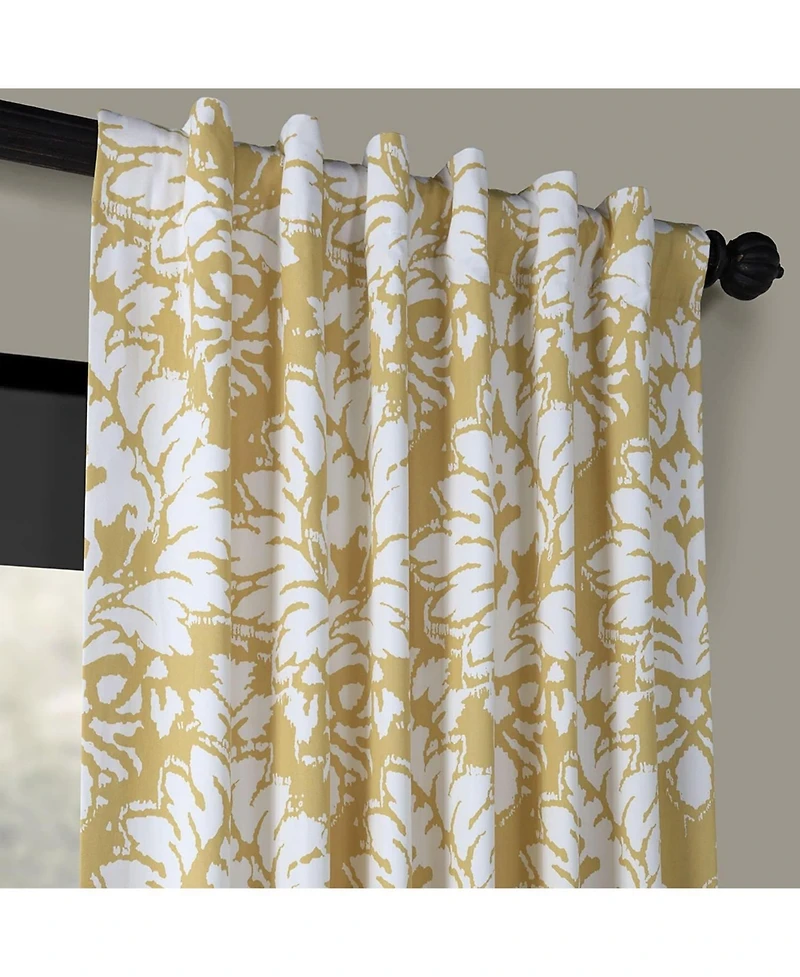Half Price Drapes Lacuna Sun Floral Printed Cotton Room Darkening Curtain