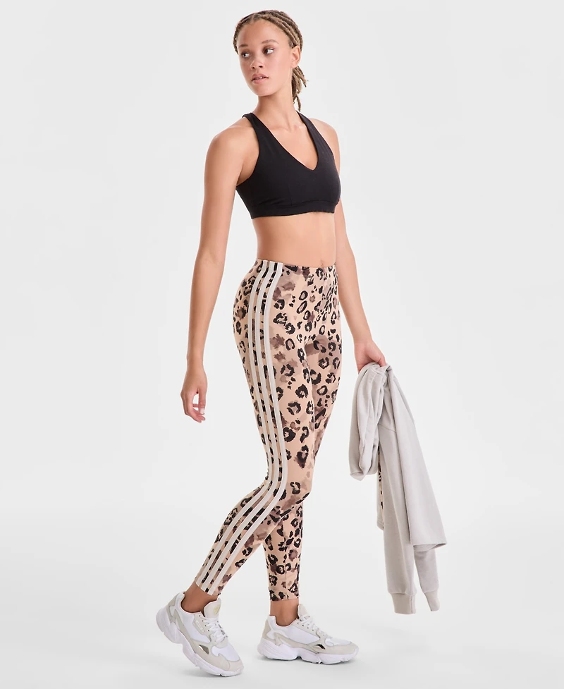 adidas Women's Leopard-Print Cotton-Blend High-Rise Leggings