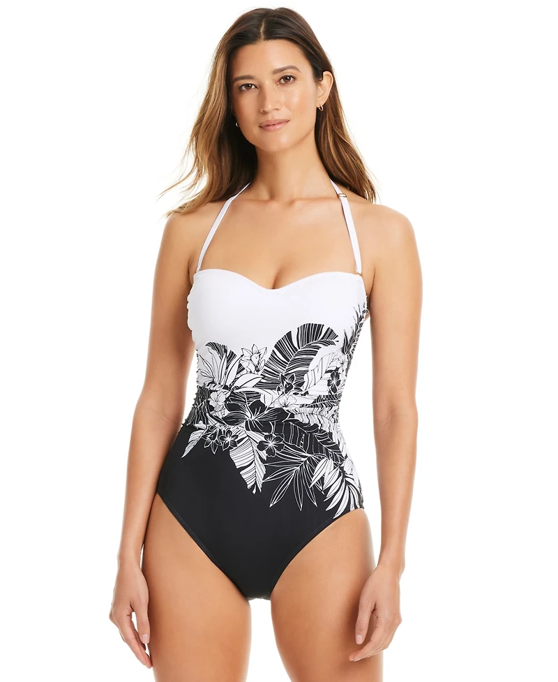 Bleu by Rod Beattie Women's Double Duty Two-Tone Bandeau One-Piece Swimsuit