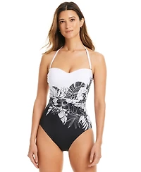 Bleu by Rod Beattie Women's Double Duty Two-Tone Bandeau One-Piece Swimsuit
