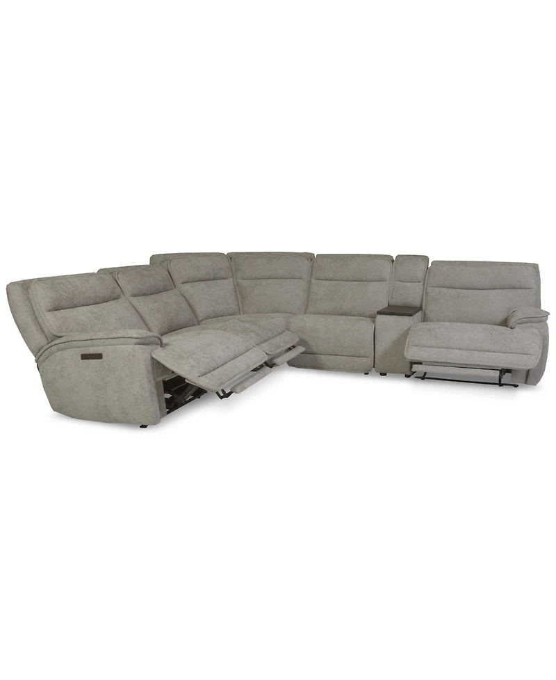 Ozryn -Pc. Fabric Sectional with Console and Power Motion Chairs