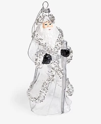Holiday Lane Gilded Glamour Silver Santa Ornament, Macy's Exclusive