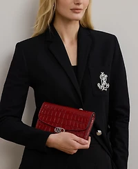 Lauren Ralph Adair Croc-Embossed Leather Small Crossbody