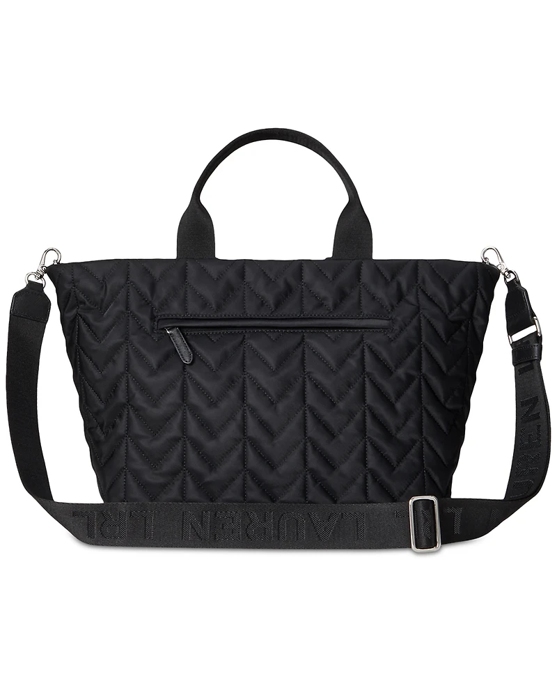 Lauren Ralph Quilted Extra Large Stevie Zip Tote Bag