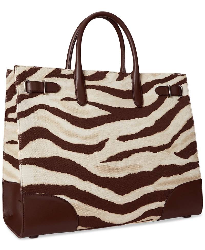 Lauren Ralph Lauren Zebra-Print Canvas Extra Large Devyn Tote Bag