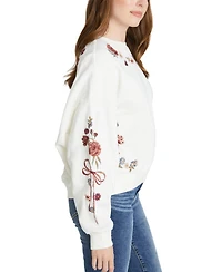 Driftwood Women's Bows & Roses Cotton Embroidered Sweatshirt
