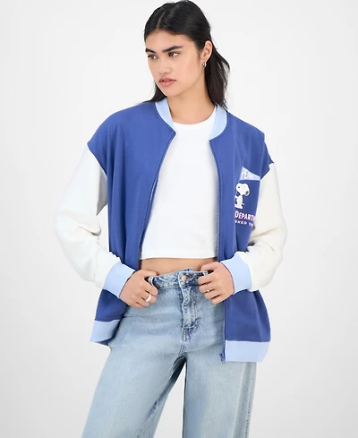 Love Tribe Juniors' Peanuts Fleece Bomber Jacket