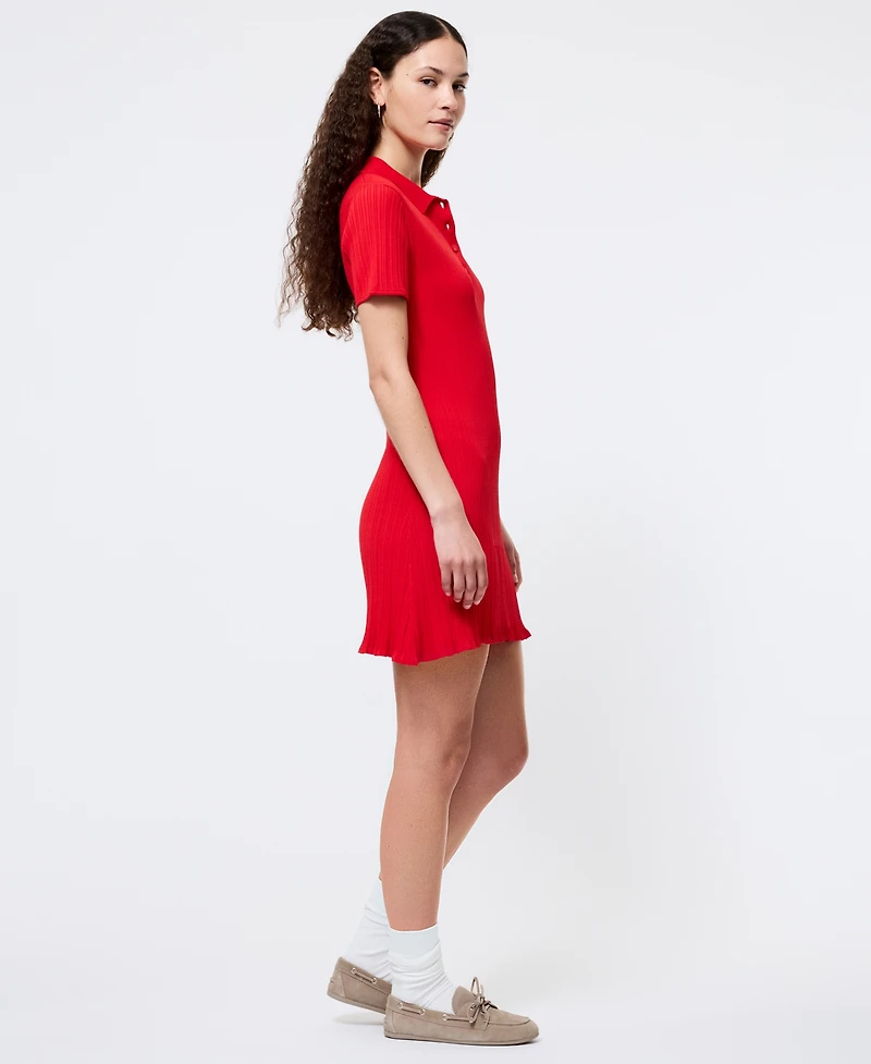French Connection Women's Ribbed Polo-Collar Mini Dress