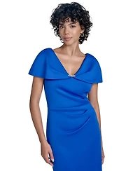 Jessica Howard Petite Cape-Sleeve Scuba Gown
