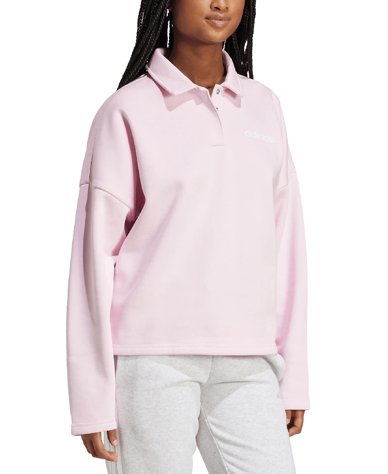 adidas Women's Essentials Linear Fleece Polo Sweatshirt