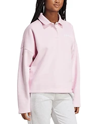 adidas Women's Essentials Linear Fleece Polo Sweatshirt