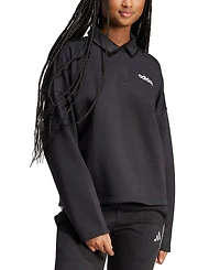 adidas Women's Essentials Linear Fleece Polo Sweatshirt