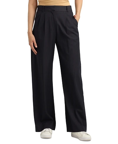 Bcx Juniors' Chalk Stripe Wide-Leg Suit Pants