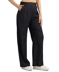 Bcx Juniors' Chalk Stripe Wide-Leg Suit Pants