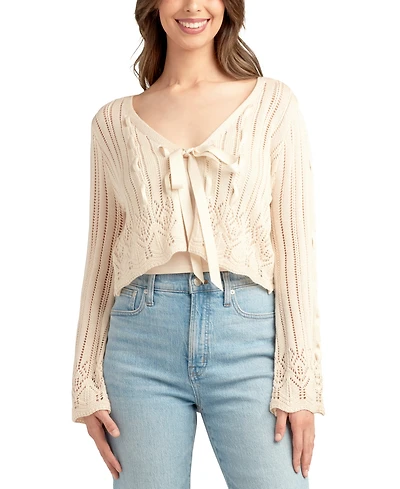 Bcx Juniors' Tied Ribbon Knit Cardigan