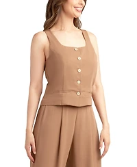 Bcx Juniors' Solid Heavy Crepe Button-Front Vest