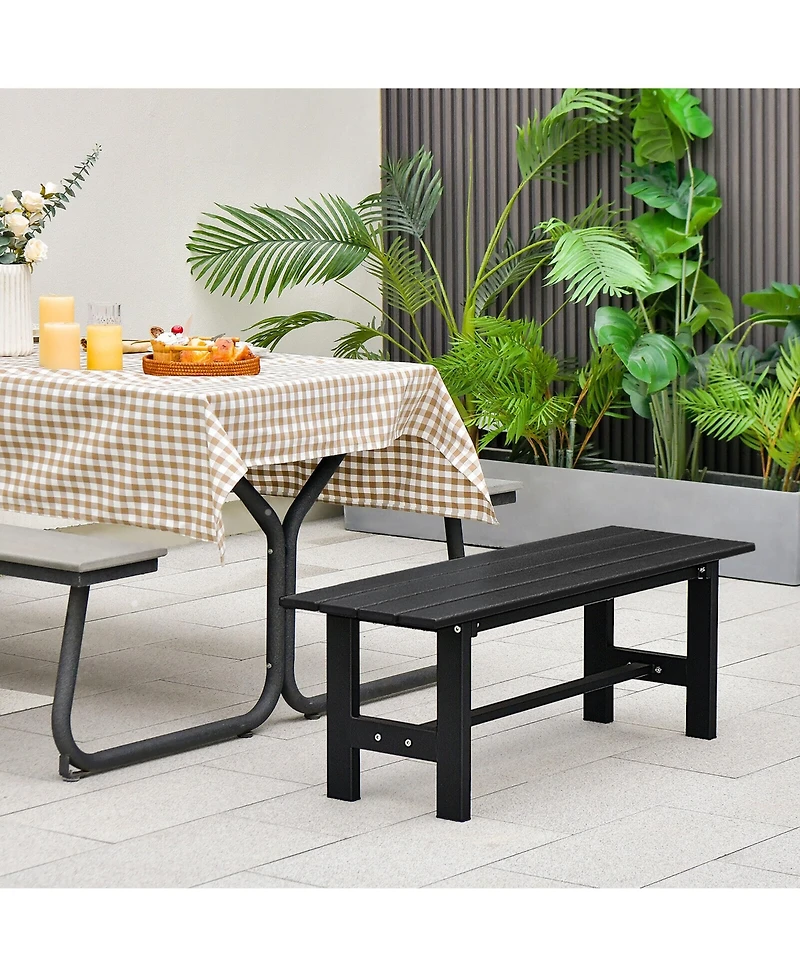 Gymax Outdoor Hdpe Bench w/ Metal Frame 47'' x 14'' 16'' for Yard Garden