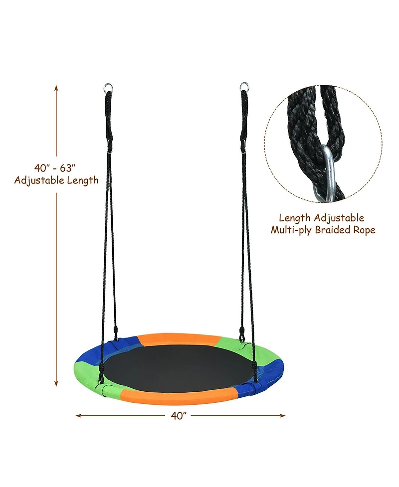 Gymax 40'' Flying Saucer Tree Swing Outdoor Play Set w/ Adjustable Ropes